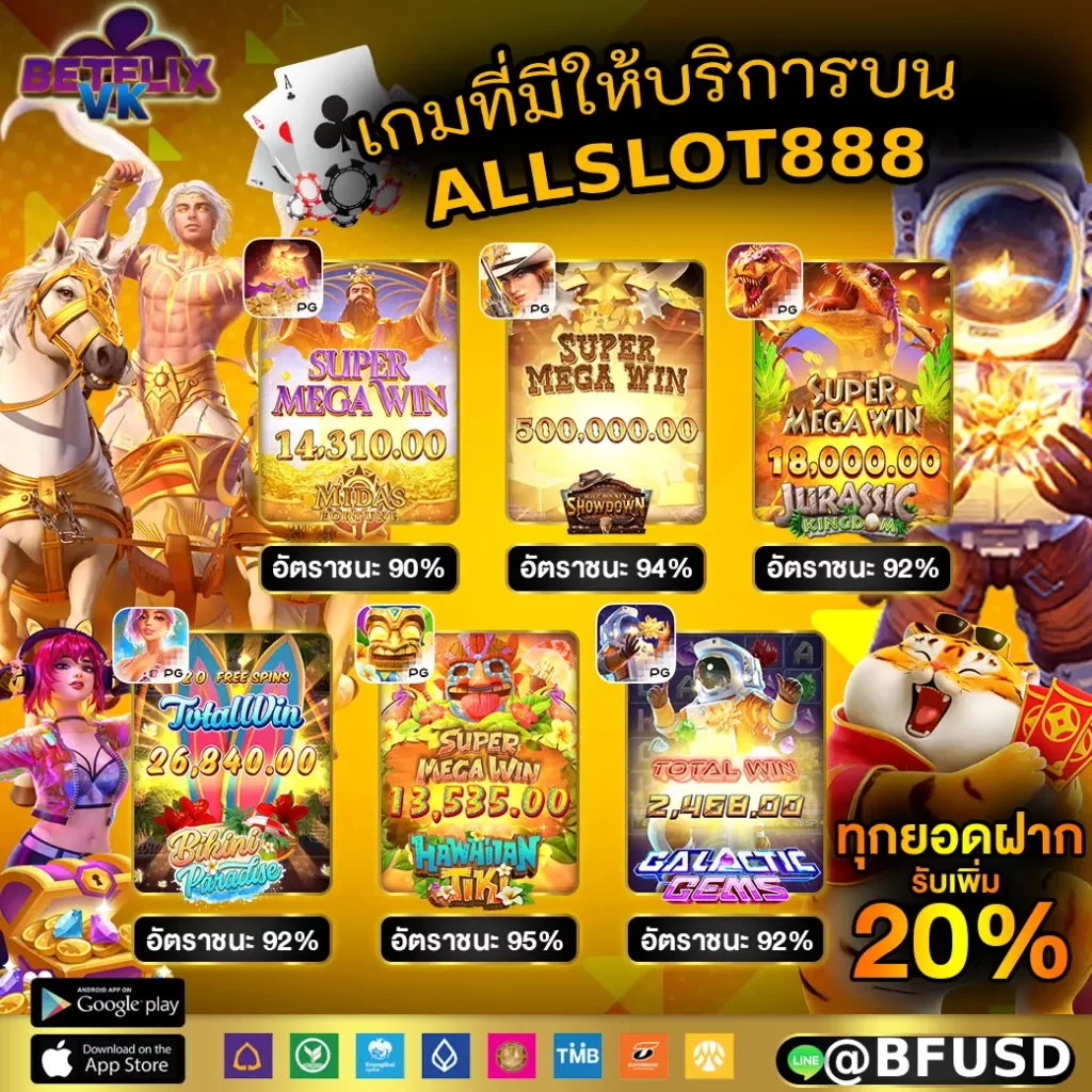 เกมที่มีให้บริการบน ALLSLOT888