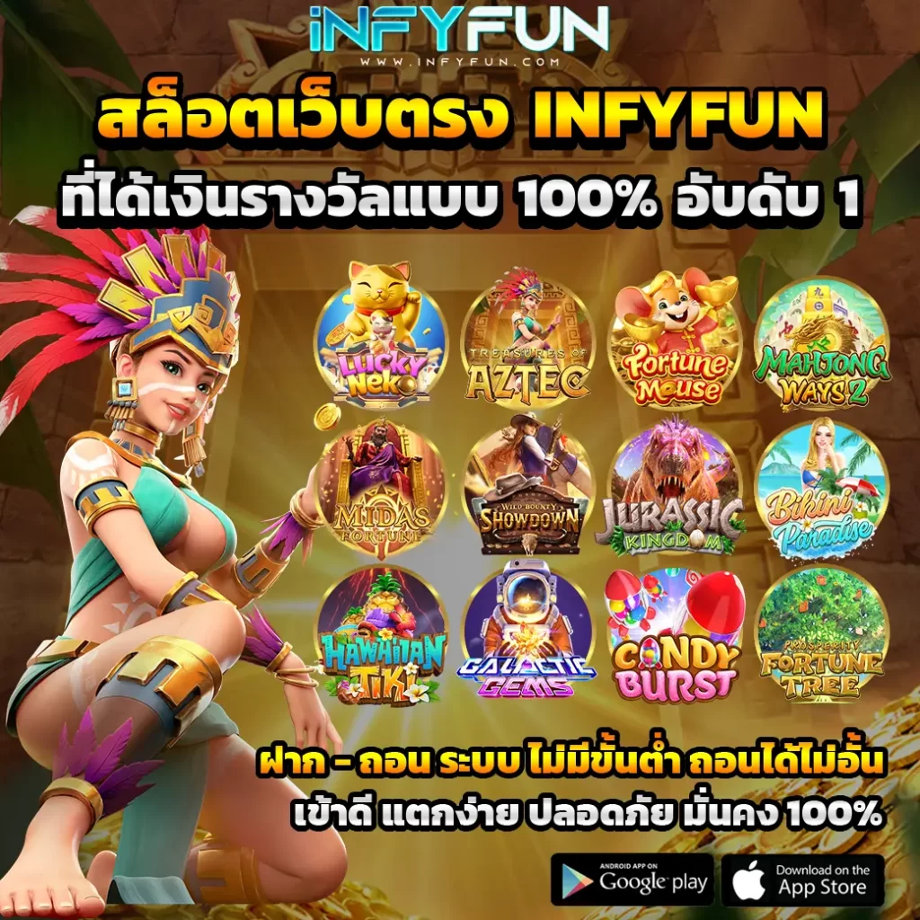 สล็อตเว็บตรง Infyfun พร้อมเงินรางวัลแบบ 100% มาแรงชั้น 1
